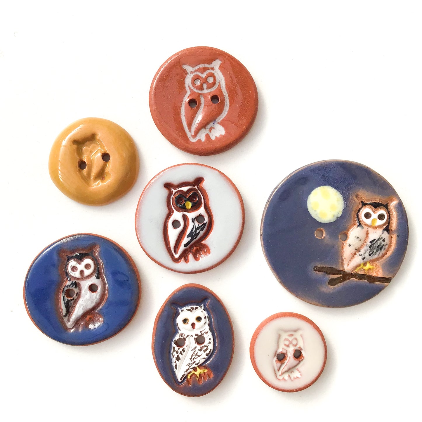 It's a Hoot Button Collection: Hand Stamped & Painted Ceramic Owl Buttons