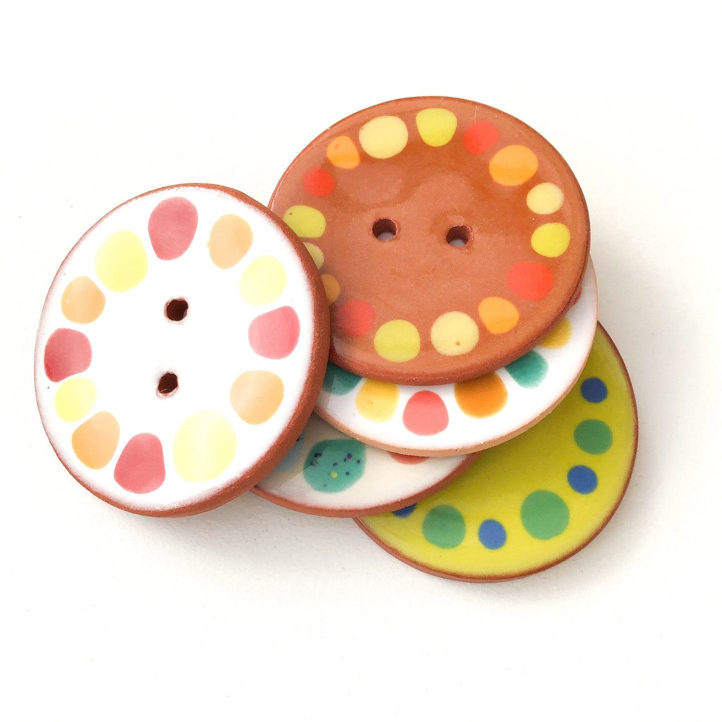 Colorful Dotted Buttons - Color Contrast Ceramic Buttons - 1-3/8"