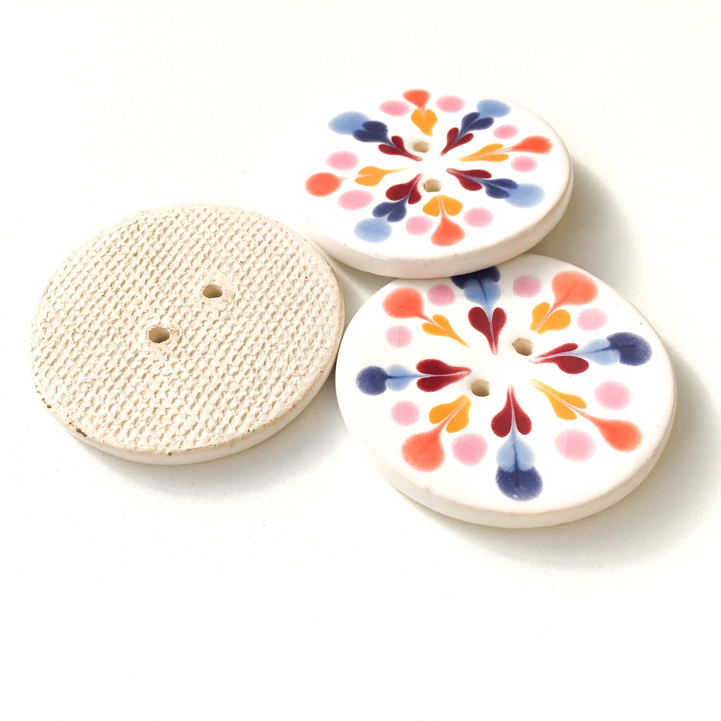 Color Flare Ceramic Buttons in Pinks & Blues - 1 3/8"