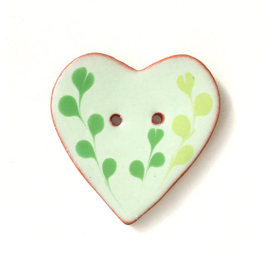 Decorative Heart Buttons - Green Ceramic Heart Button  - 1-3/8"