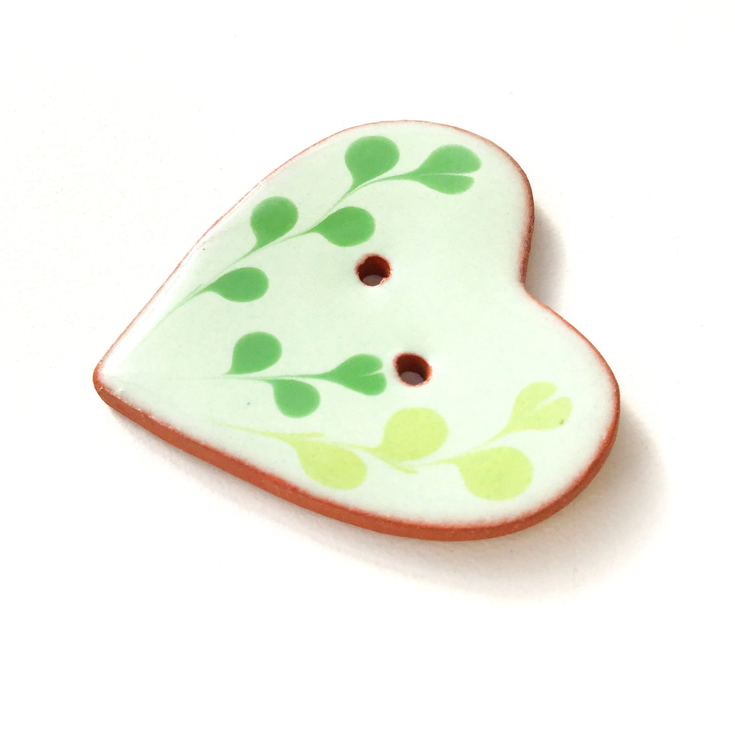 Decorative Heart Buttons - Green Ceramic Heart Button  - 1-3/8"