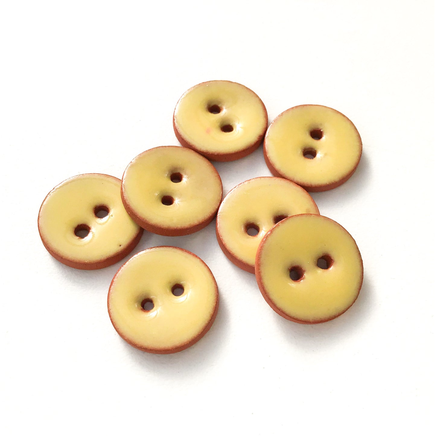 Creamy Yellow Ceramic Buttons - 5/8" - 7 Pack