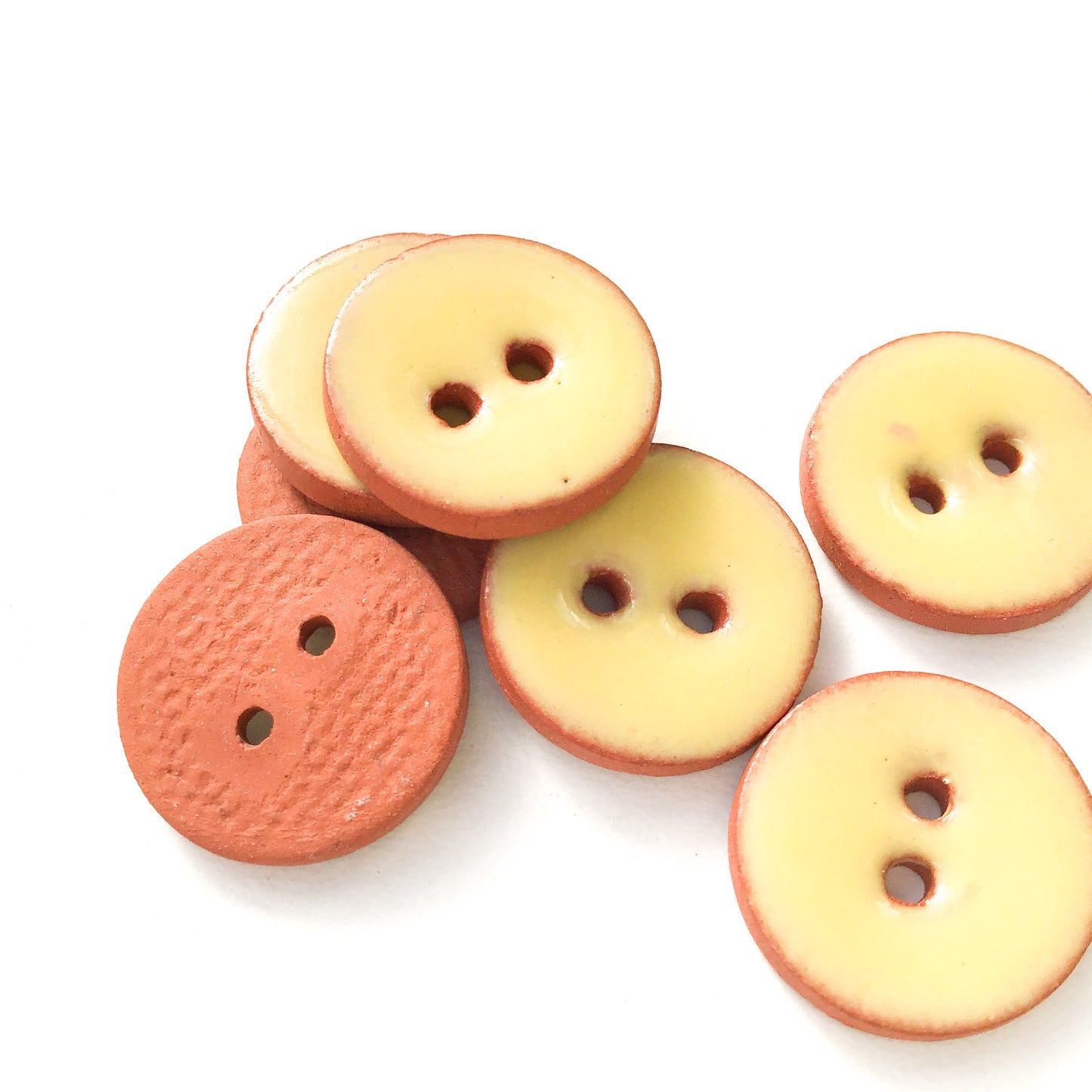 Creamy Yellow Ceramic Buttons - 5/8" - 7 Pack