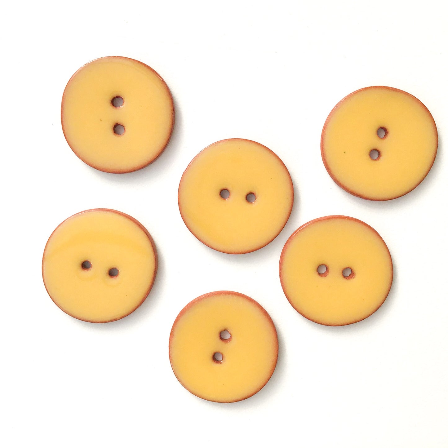 Yellow Ceramic Buttons on Terracotta Clay - 1-1/16"