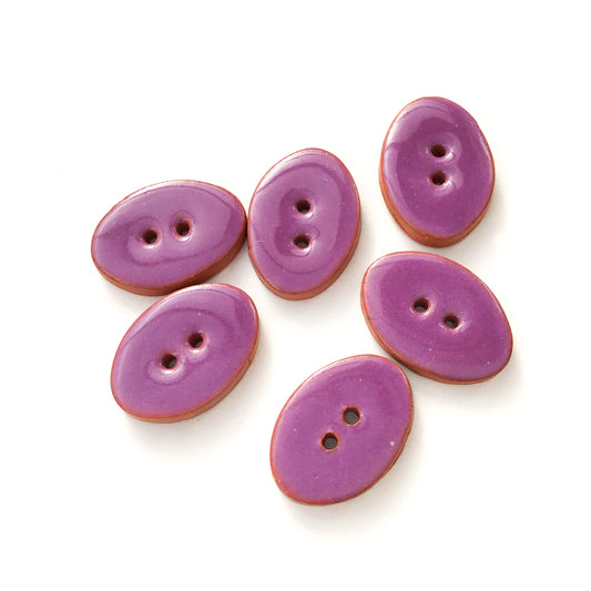 Grape Purple Oval Clay Buttons - 5/8" x 7/8" - 6 Pack