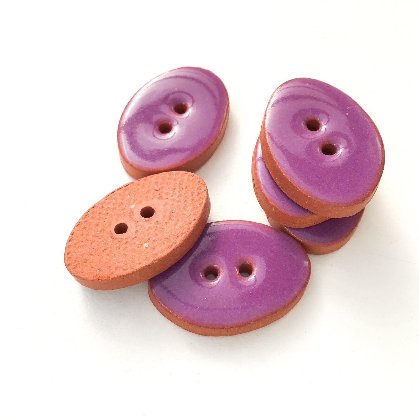 Grape Purple Oval Clay Buttons - 5/8" x 7/8" - 6 Pack