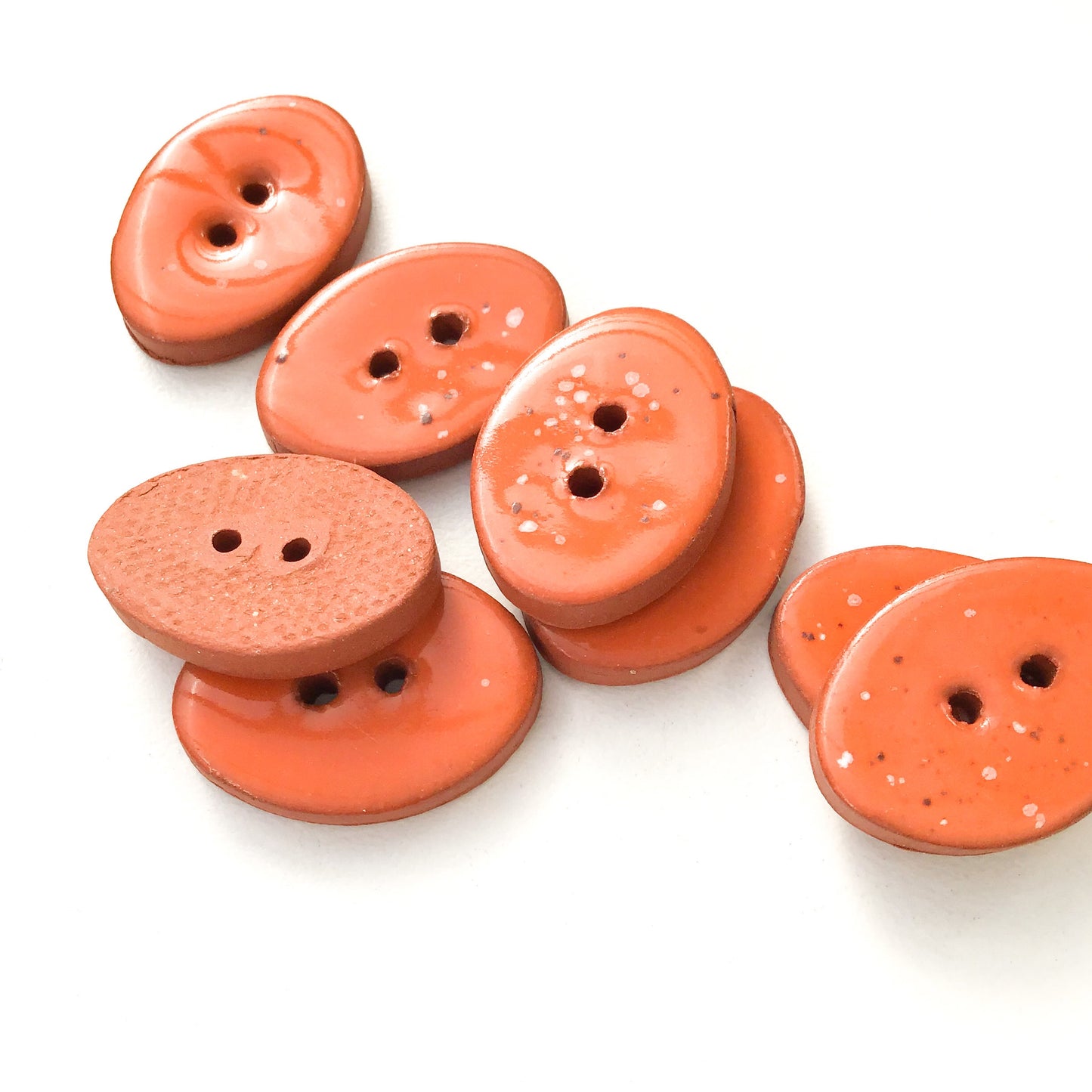 Speckled Orange Oval Clay Buttons - 5/8" x 7/8" - 8 Pack