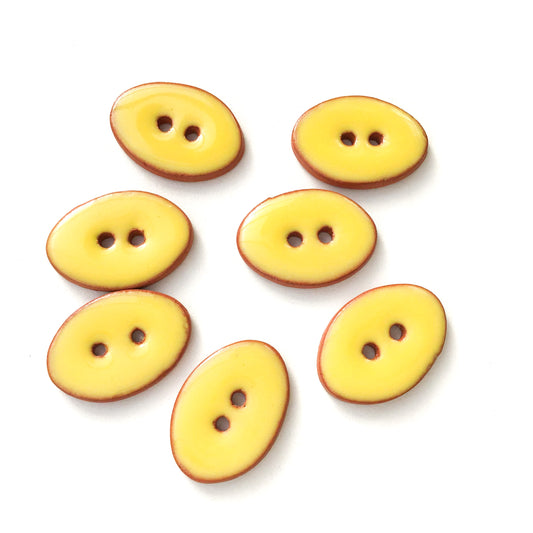 Bright Yellow Oval Clay Buttons - 5/8" x 7/8" - 7 Pack