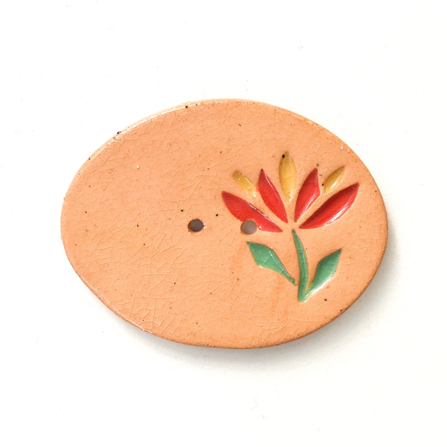 Cut Flower Buttons - Large Oval Ceramic Buttons