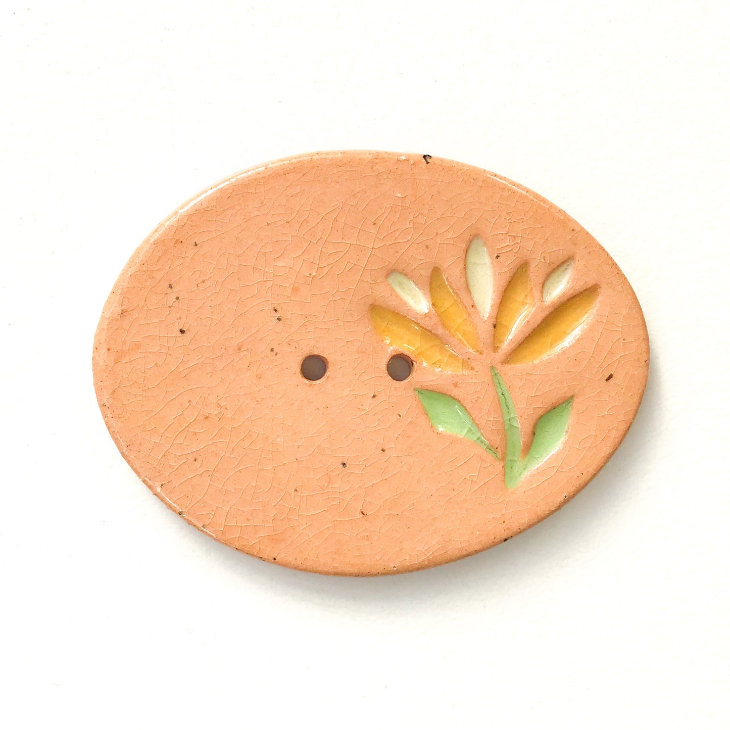 Cut Flower Buttons - Large Oval Ceramic Buttons