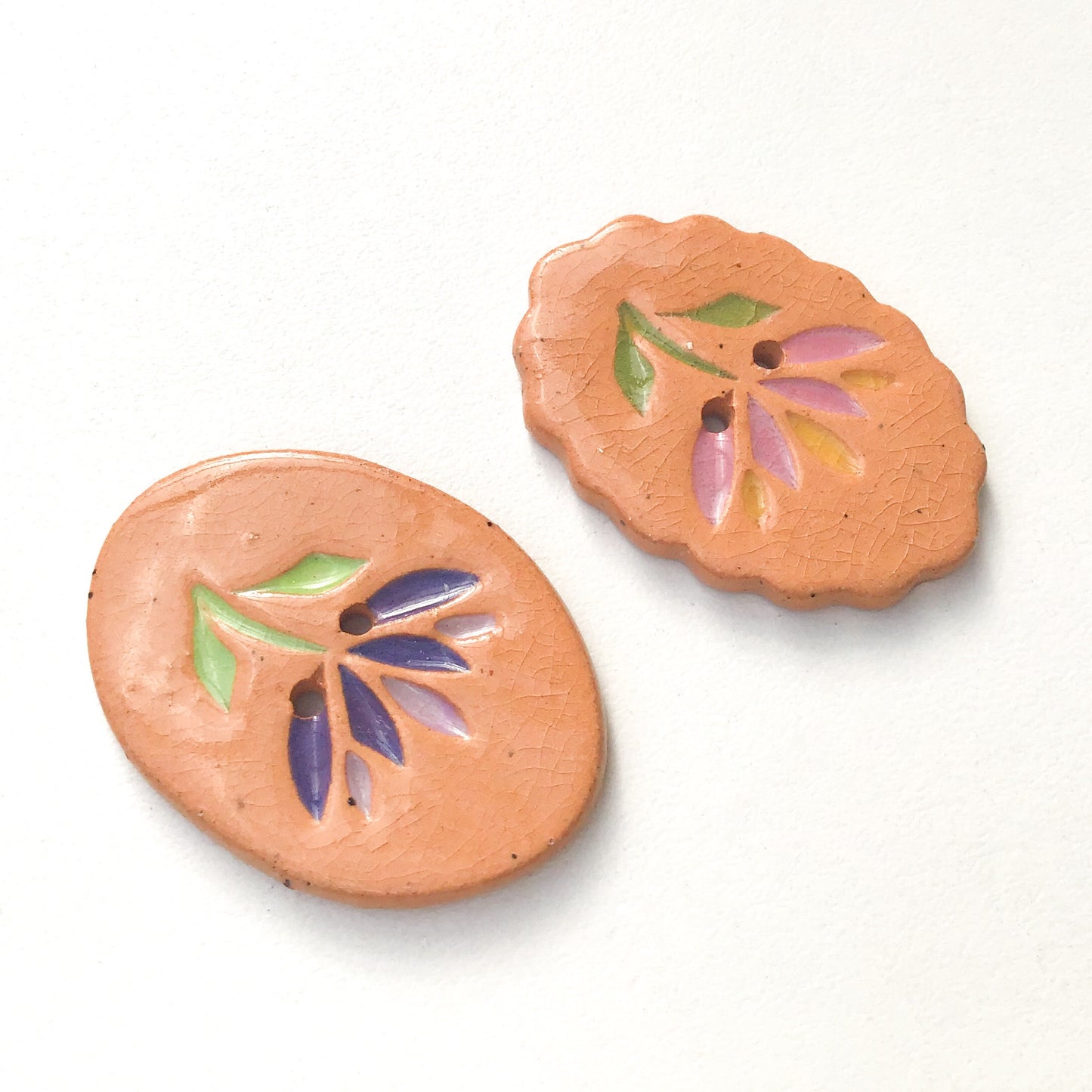 Cut Flower Buttons - Large Oval Ceramic Buttons