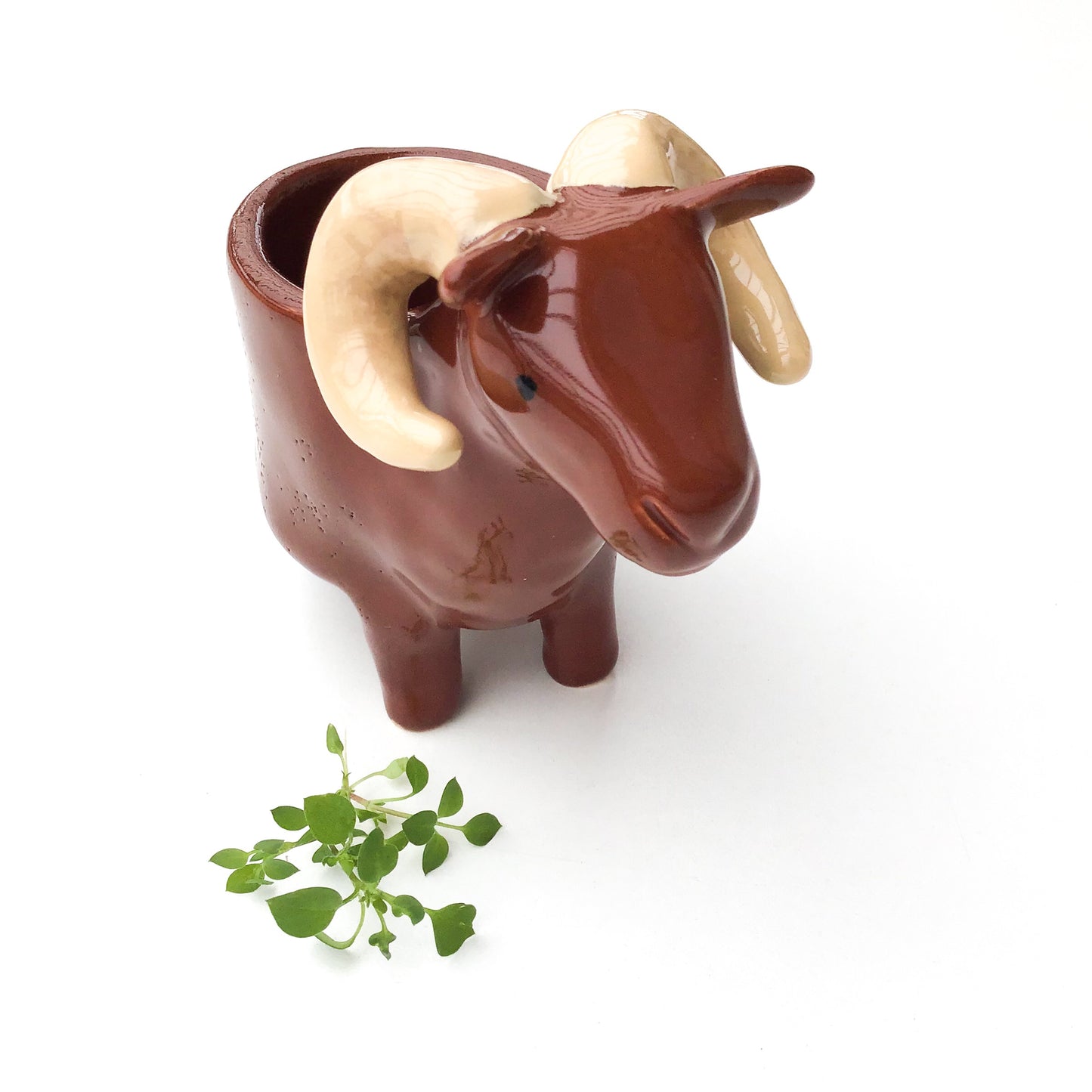 Brown Sheep Pot - Ceramic Sheep Planter