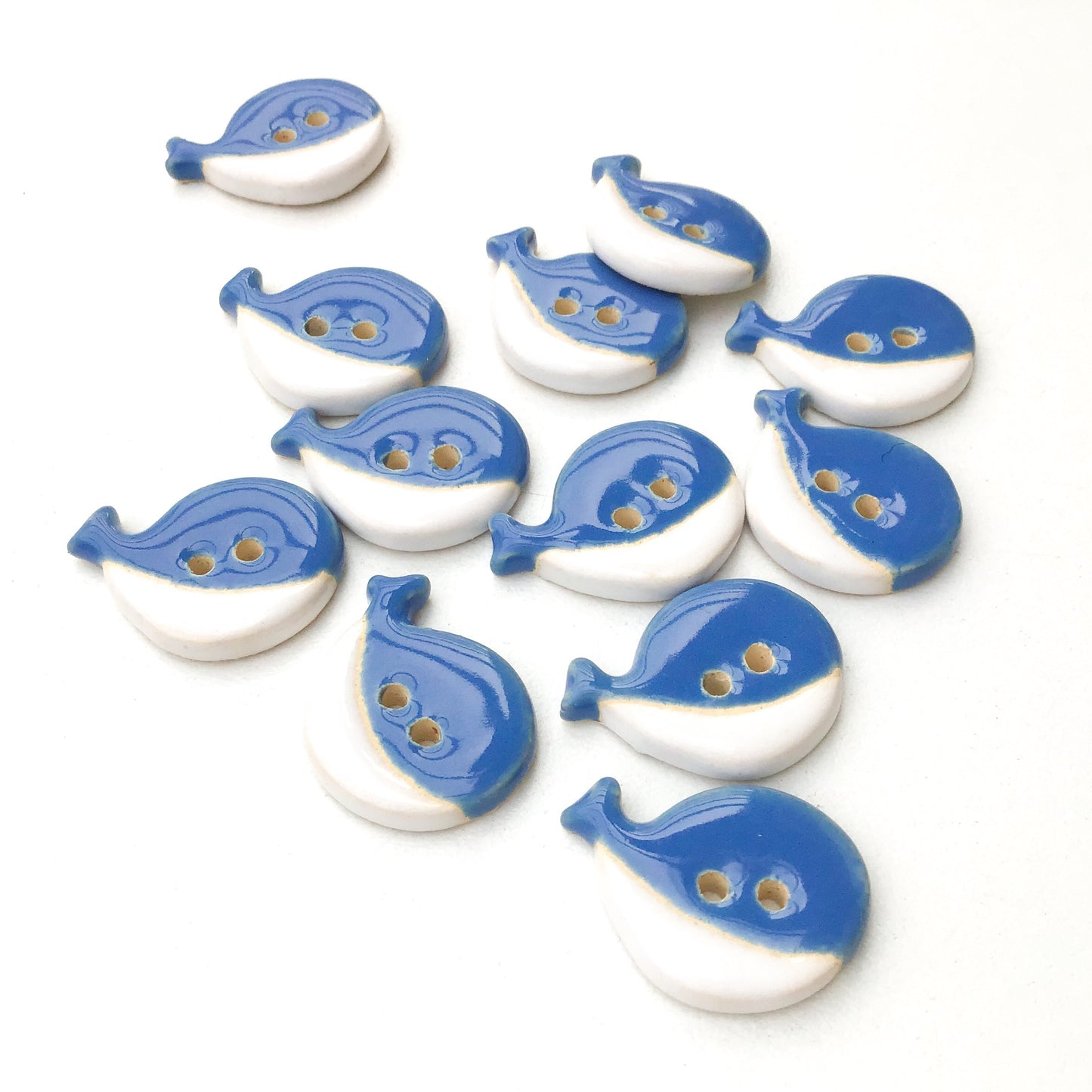 Blue & White Whale Buttons - Ceramic Whale Buttons (ws-7)