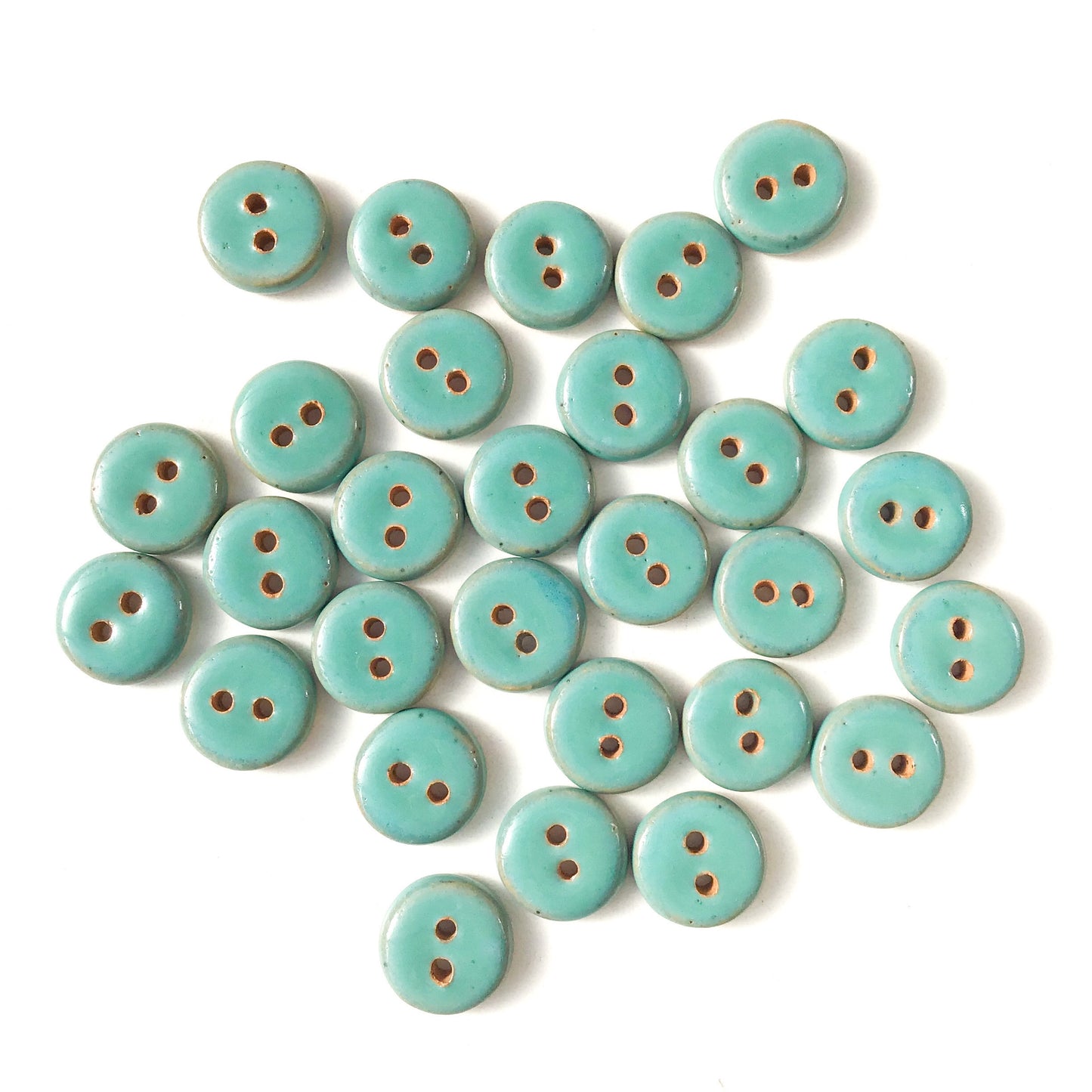 Turquoise Ceramic Buttons - Blue Green Pottery Buttons - 9/16"