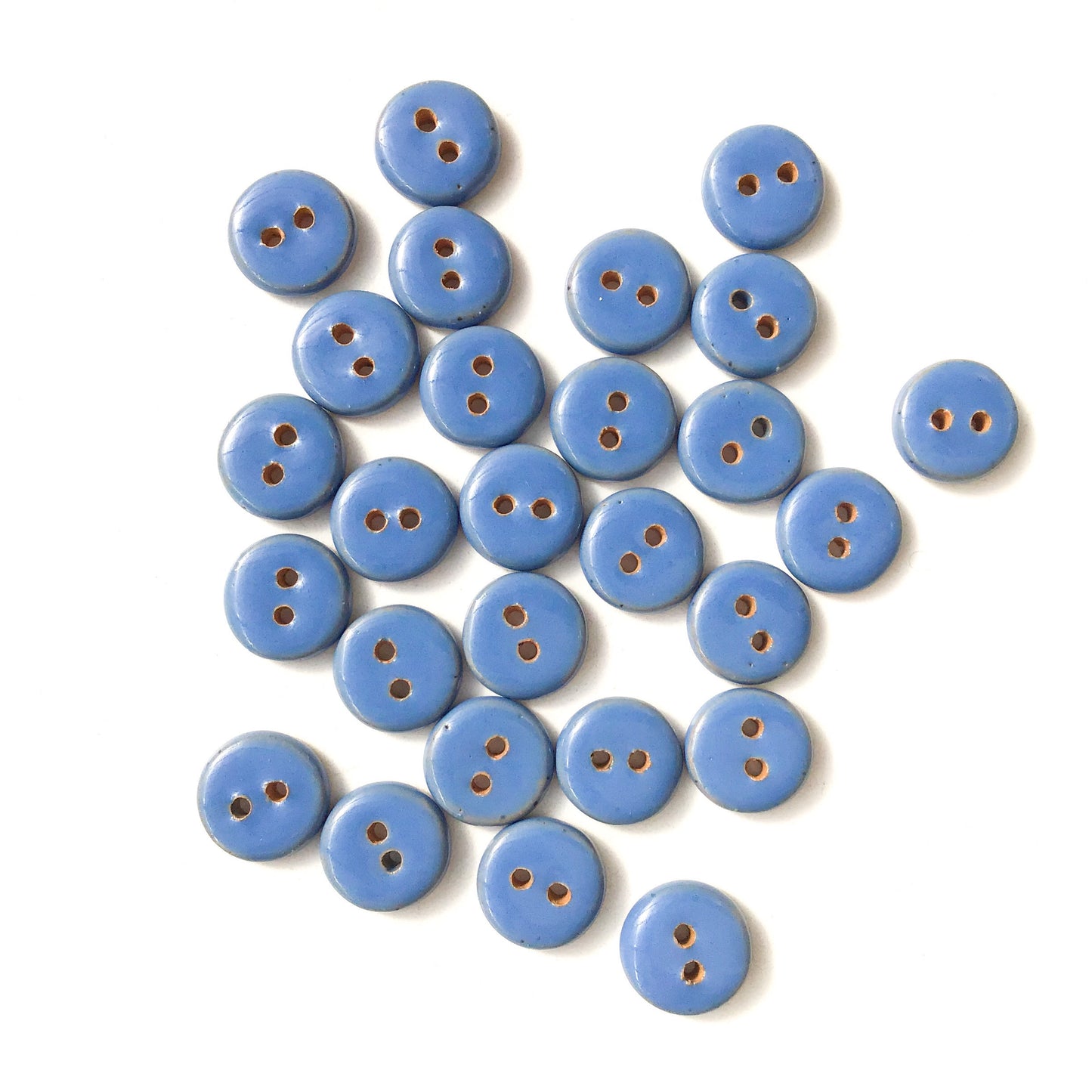 Cerulean Blue Ceramic Buttons - Blue Pottery Buttons - 9/16"