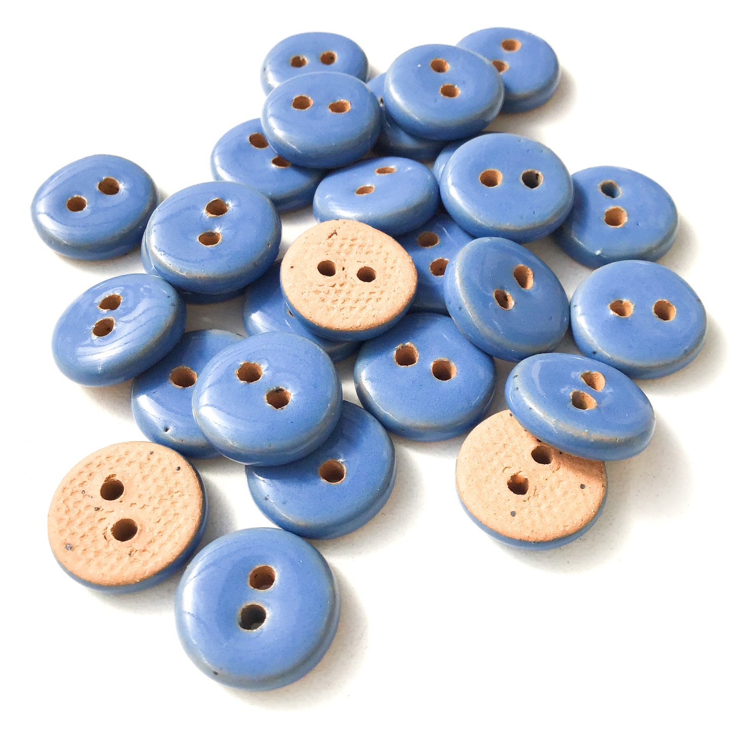 Cerulean Blue Ceramic Buttons - Blue Pottery Buttons - 9/16"