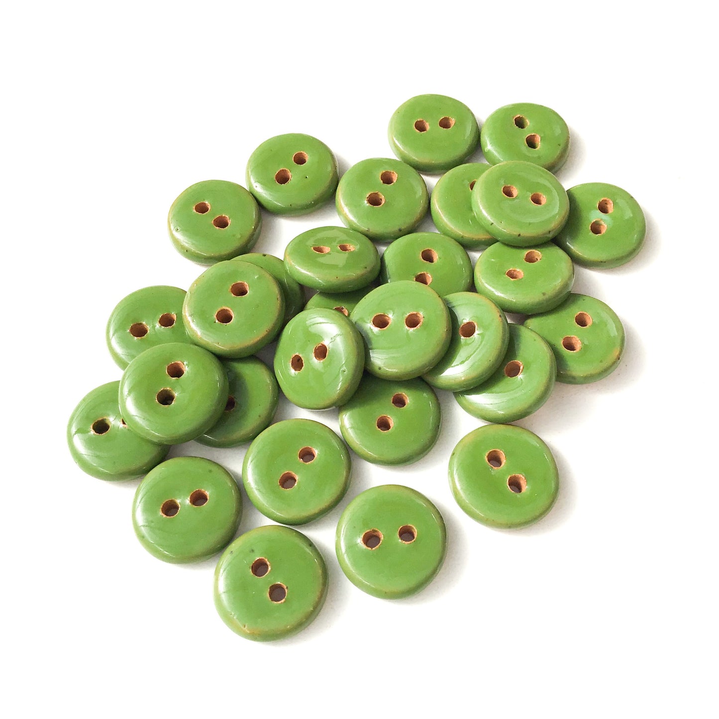 Shamrock Green Ceramic Buttons - Green Pottery Buttons - 9/16"