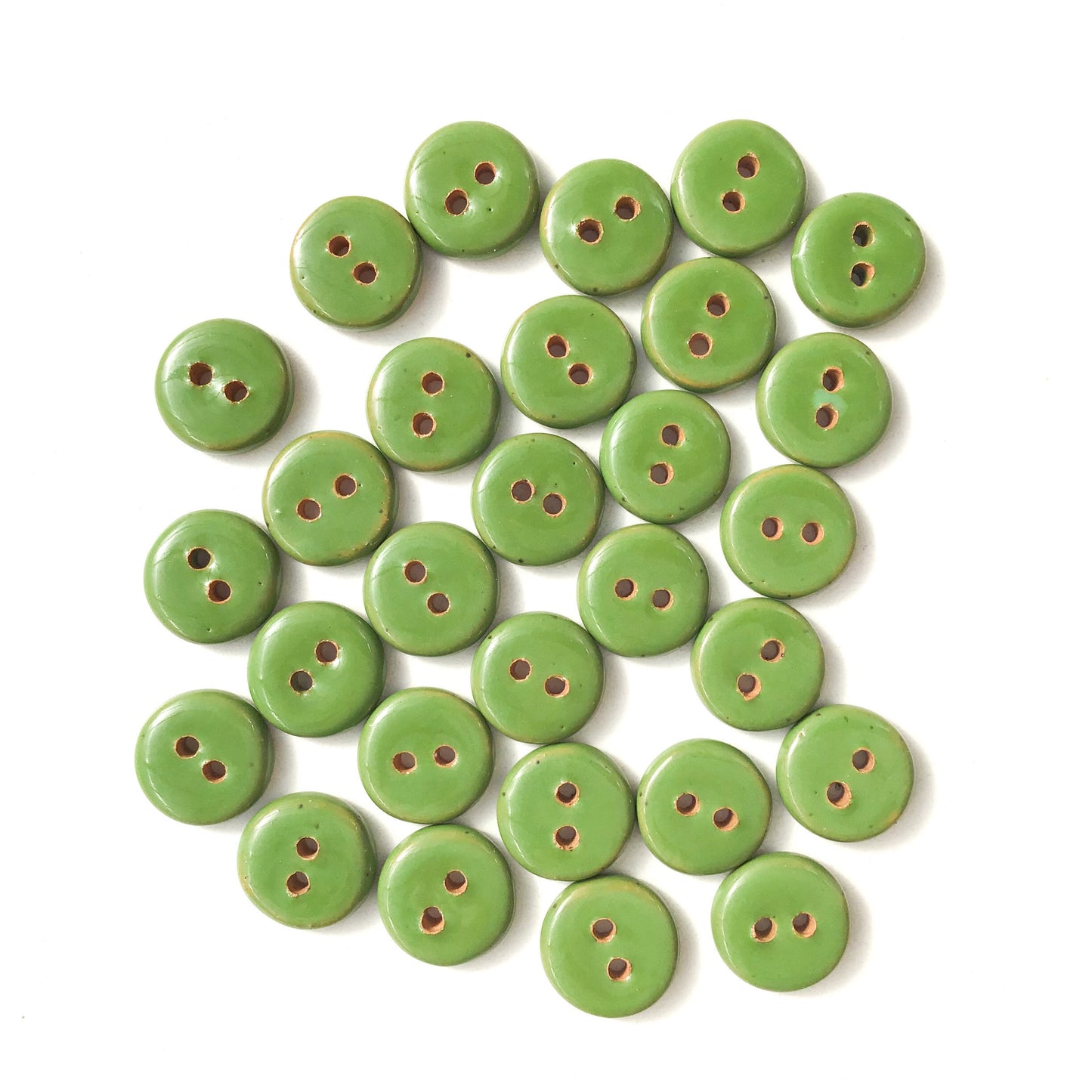 Shamrock Green Ceramic Buttons - Green Pottery Buttons - 9/16"