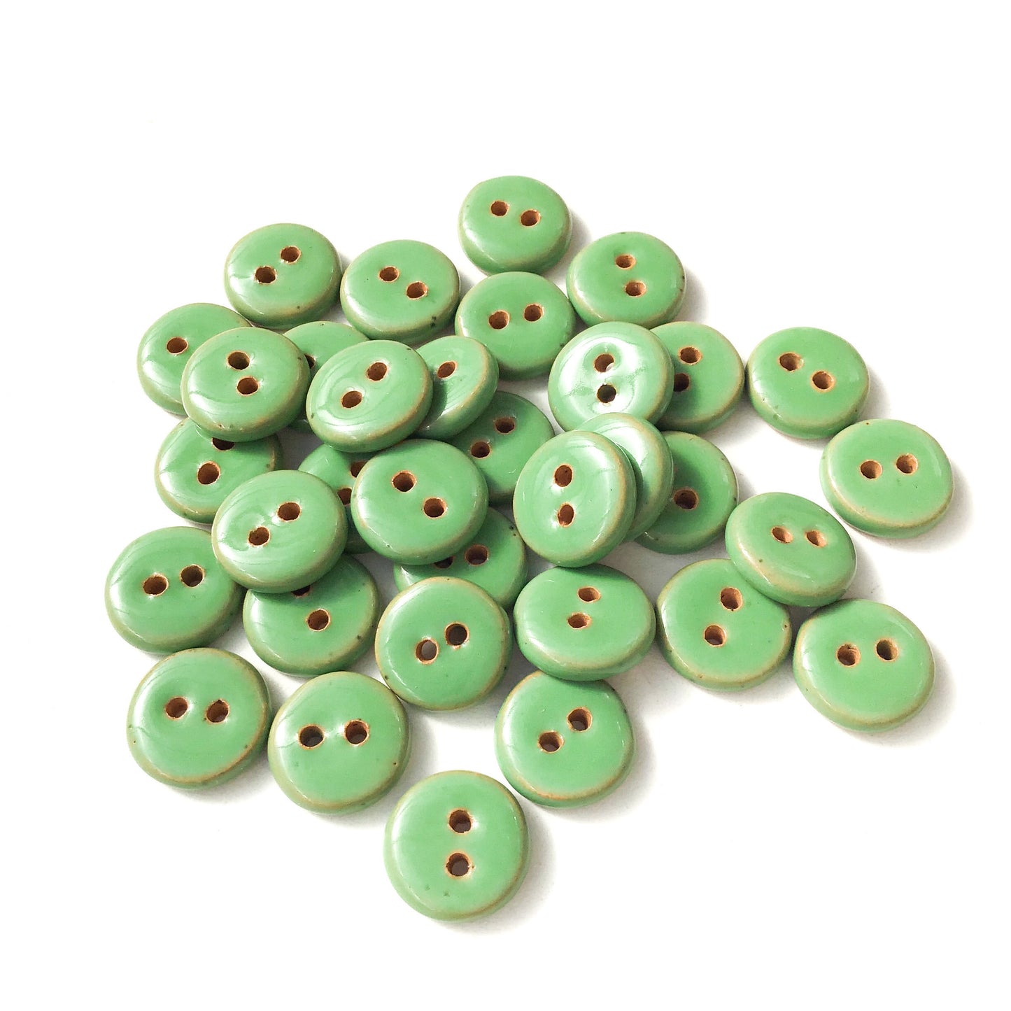 Light Green Ceramic Buttons - Green Pottery Buttons - 9/16"