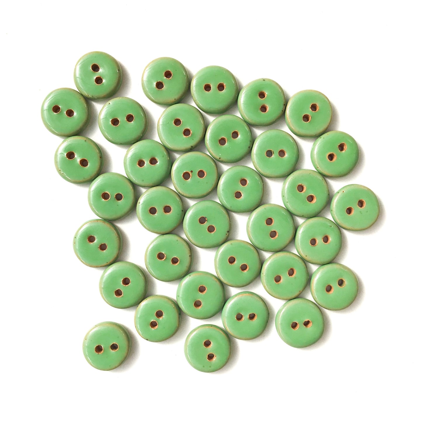 Light Green Ceramic Buttons - Green Pottery Buttons - 9/16"