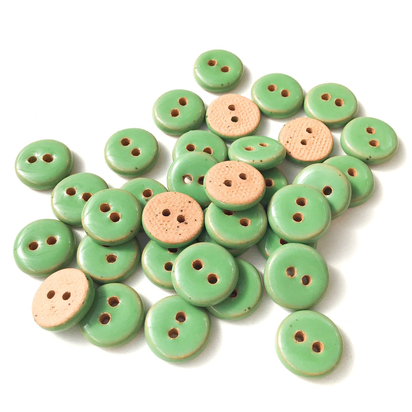 Light Green Ceramic Buttons - Green Pottery Buttons - 9/16"