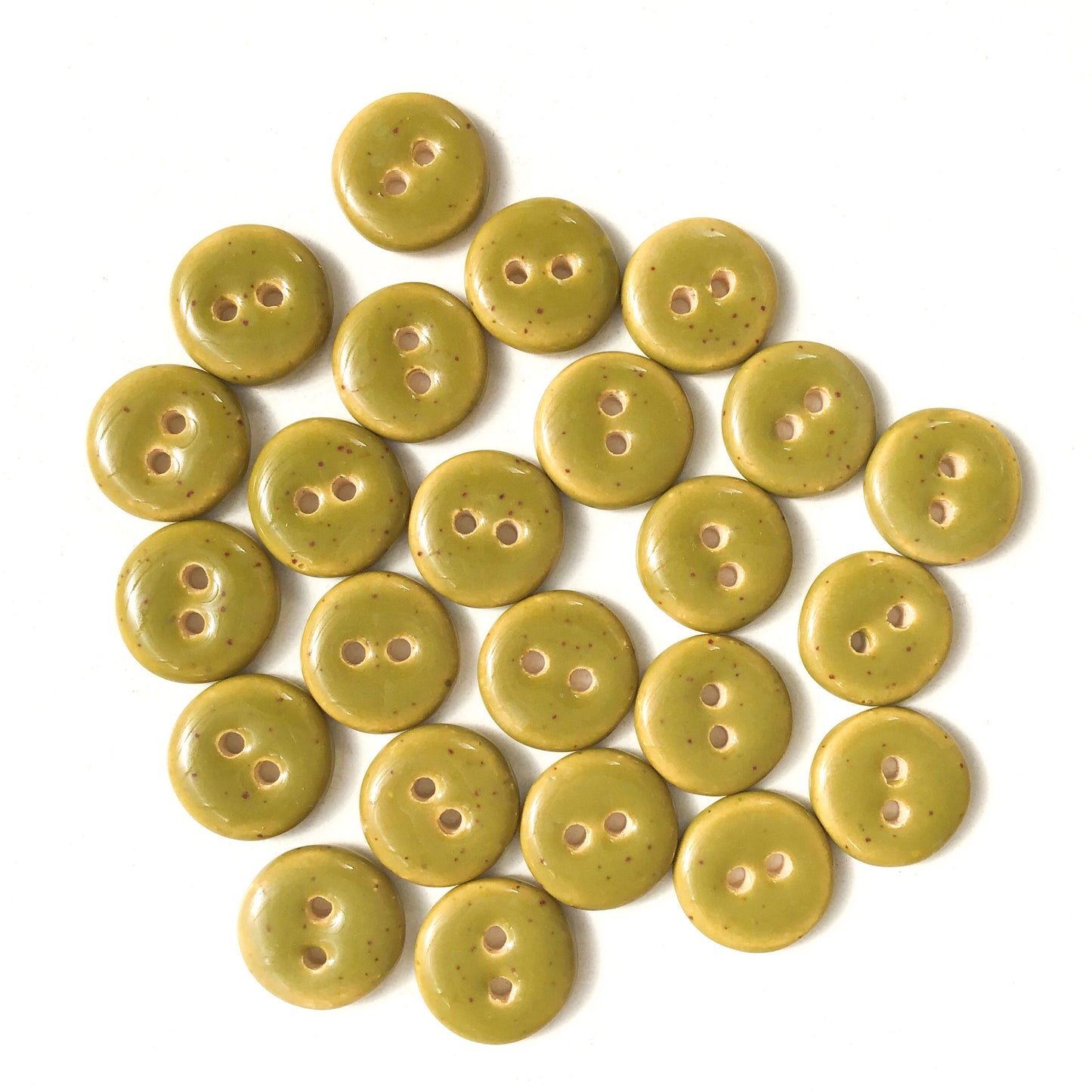 Speckled Olive Green Ceramic Buttons - Mossy Green Clay Buttons - 9/16"