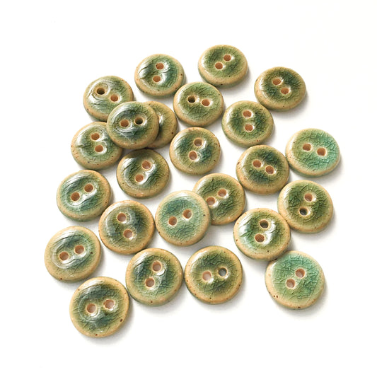 Blue-Green Crackle Ceramic Buttons - Turquoise Clay Buttons - 9/16"