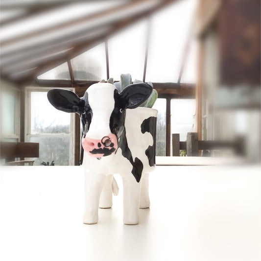 Holstein Friesian Cow Pot - Ceramic Cow Planter