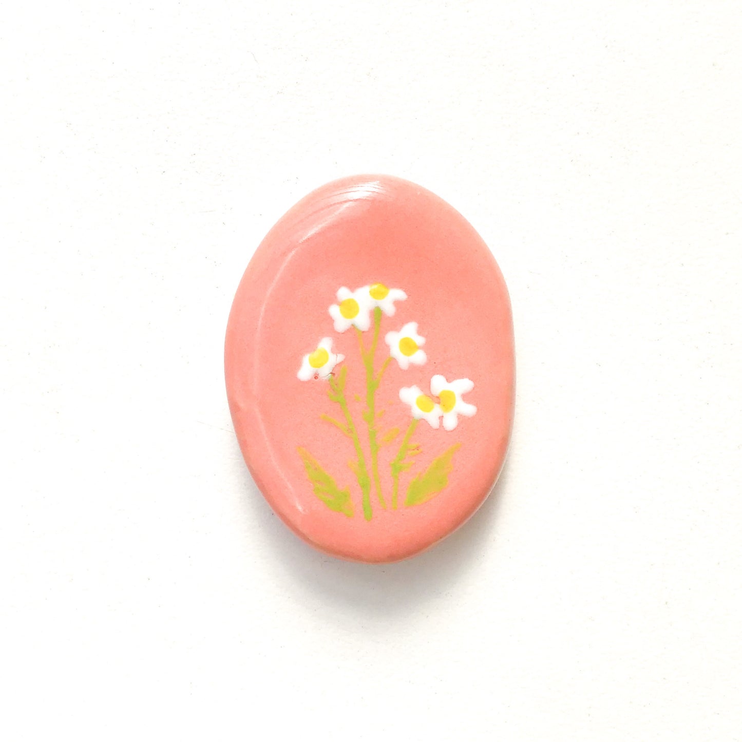 Oval Handmade Flower Beads - Ceramic Flower Beads - 1 3/8" x  1" x 1/4"