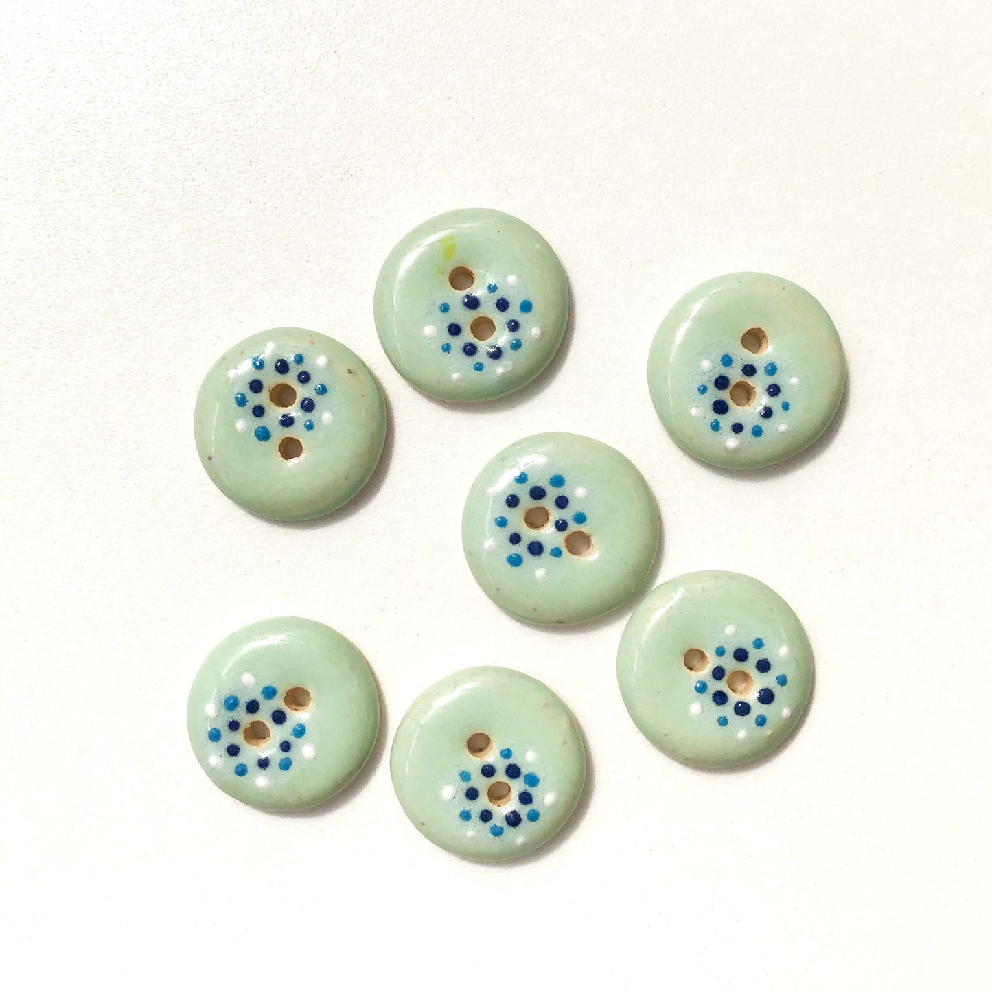 Light Aqua "Spark" Ceramic Buttons - Aqua Clay Buttons - 3/4" - 7 Pack