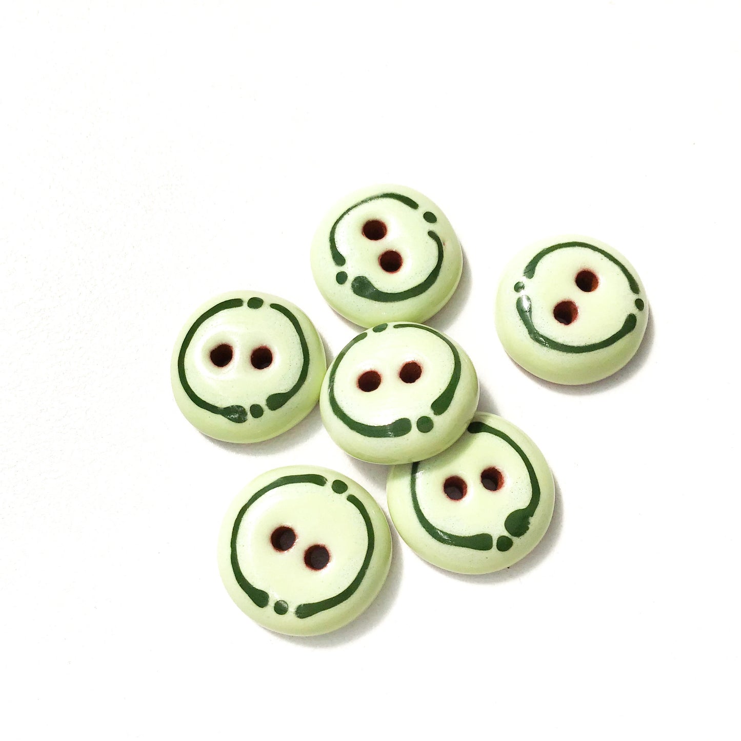 Honeydew Green Ceramic Buttons - Rounded Ceramic Buttons - 5/8" - 6 Pack