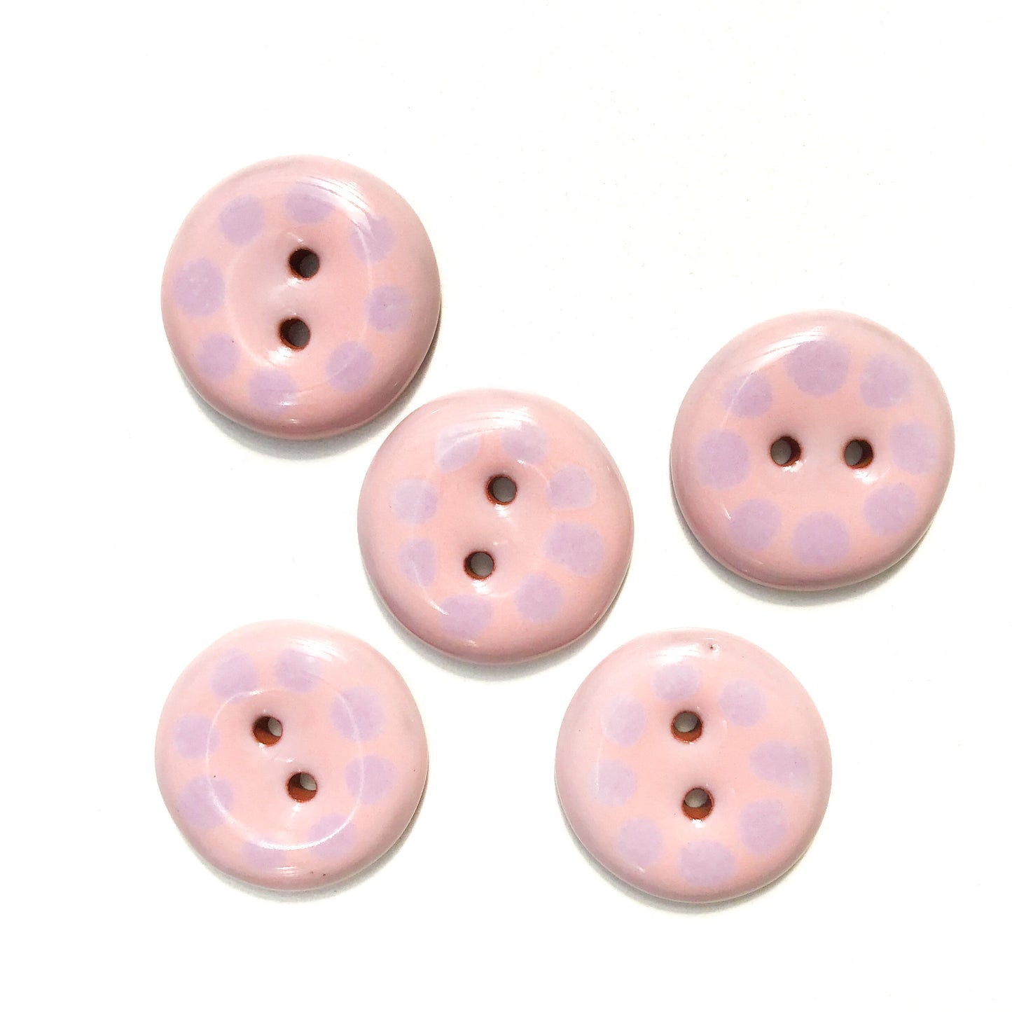 Pink & Purple Dotted Ceramic Buttons - Pink Clay Buttons - 15/16" - 5 Pack