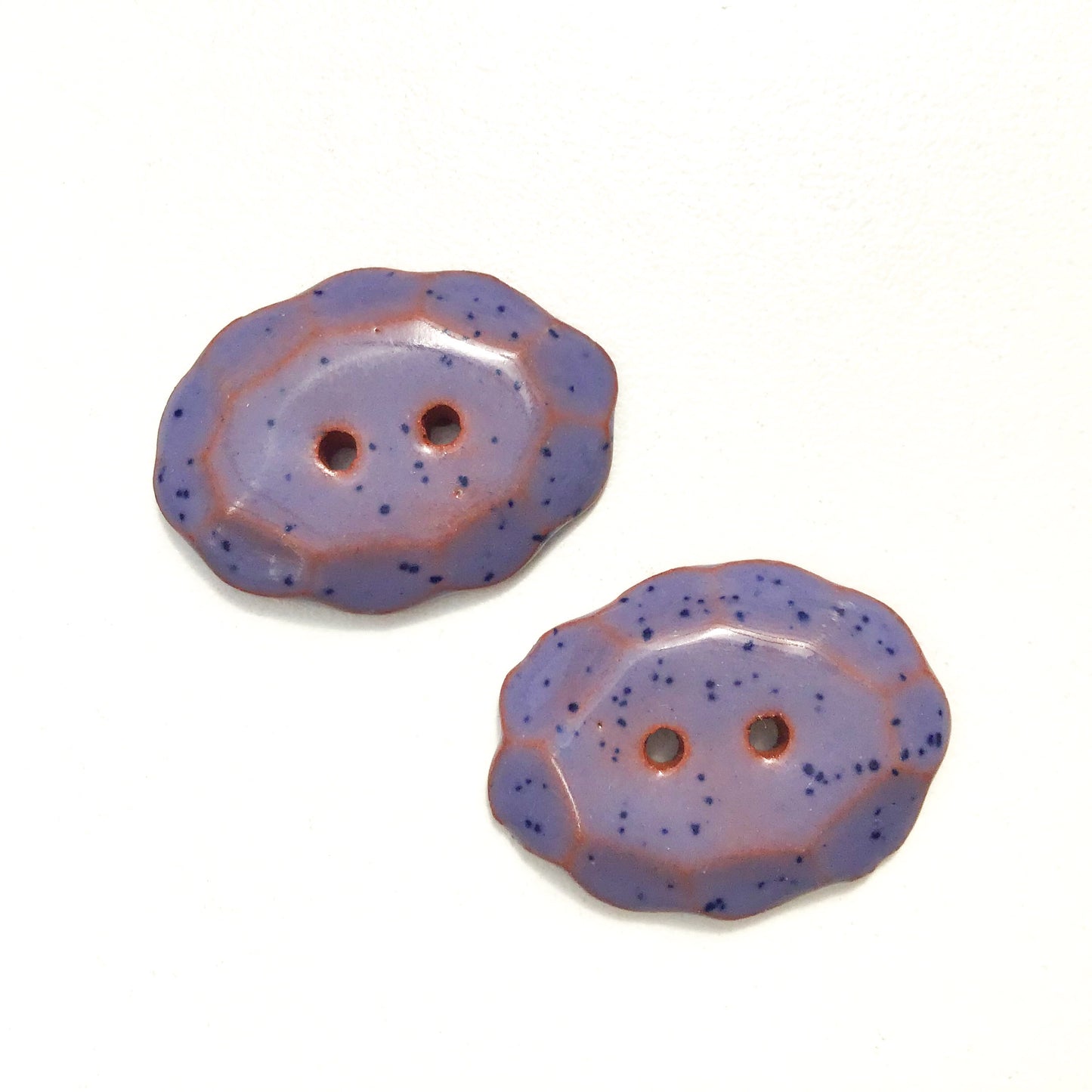 Speckled Purple Ceramic Buttons - Oval Clay Buttons - 3/4" x 1" - 2 Pack