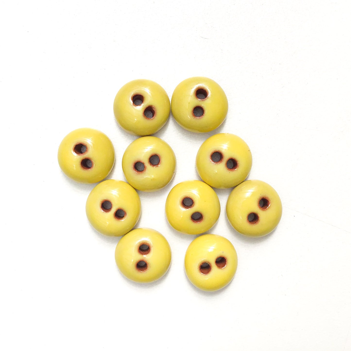 Chartreuse Ceramic Buttons - Hand Made Clay Buttons - 7/16" - 10 Pack