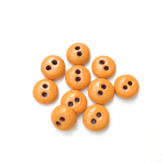 Orange Ceramic Buttons - Hand Made Clay Buttons - 7/16" - 10 Pack