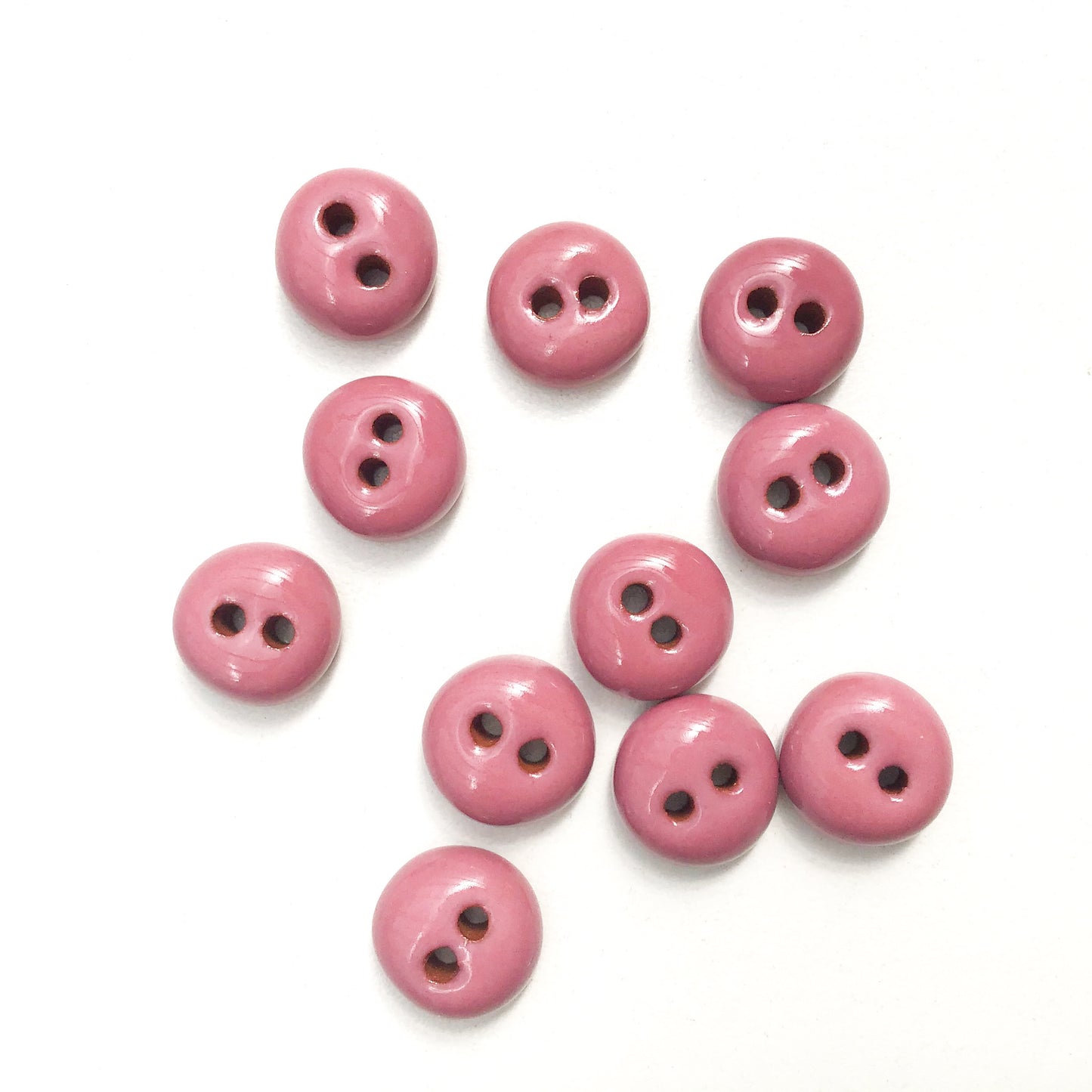 Mauve Ceramic Buttons - Hand Made Clay Buttons - 7/16" - 11 Pack