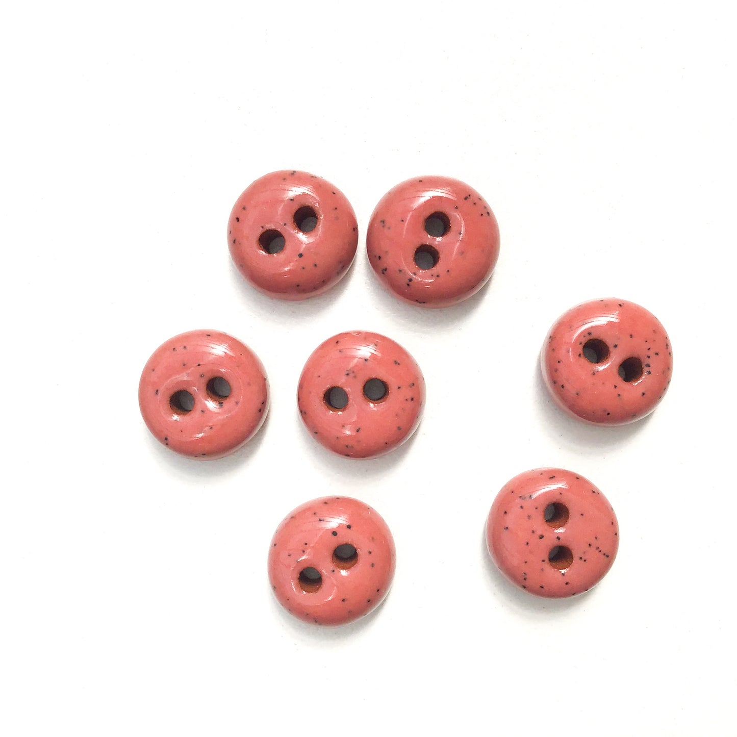 Speckled Earthy Rose Ceramic Buttons - Hand Made Clay Buttons - 7/16" - 7 Pack