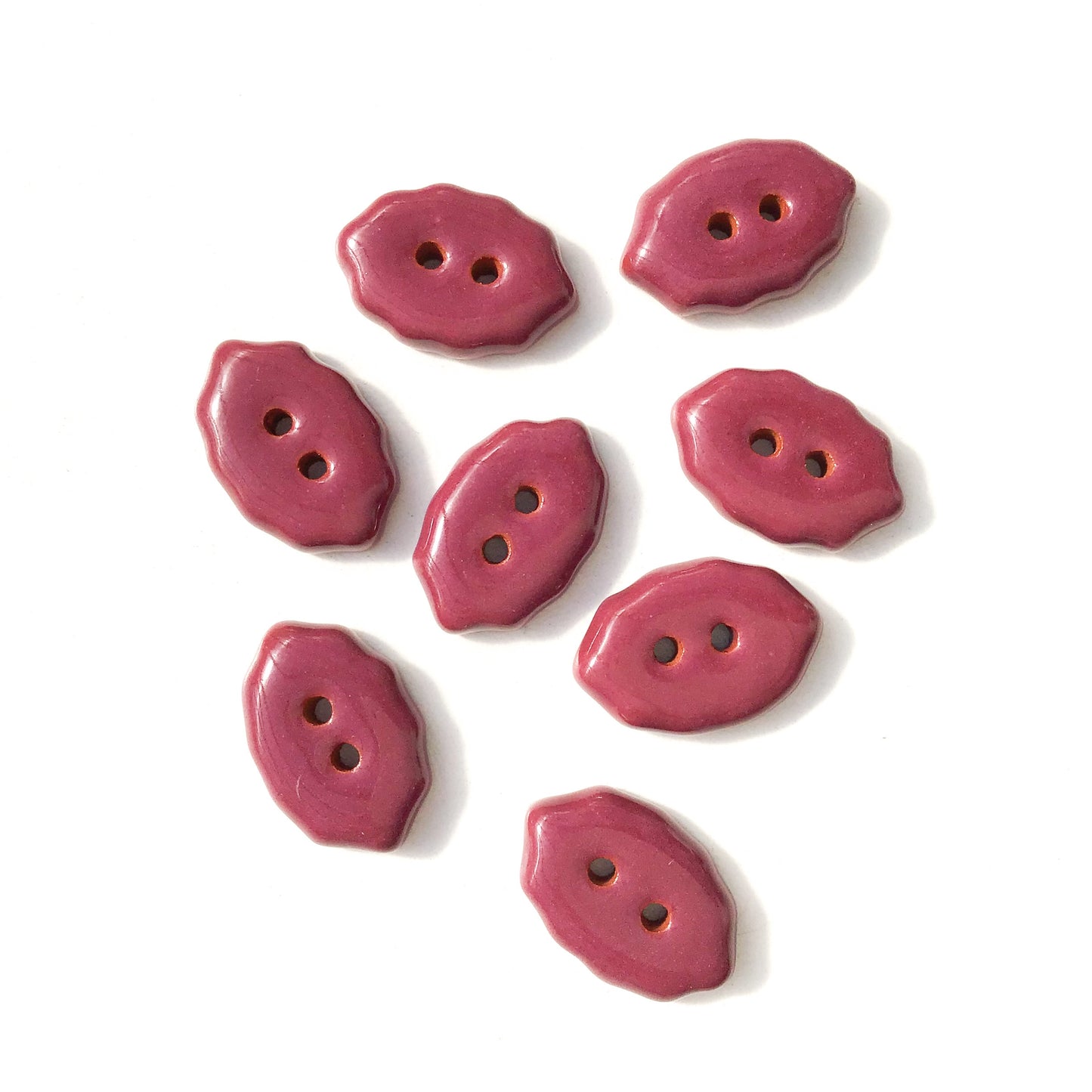 Burgundy Oval Clay Buttons - Wine Colored Clay Buttons - 1/2" x 3/4" - 8 Pack