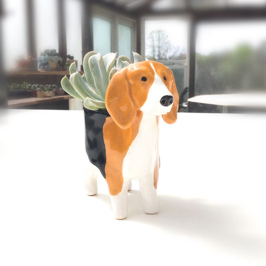 Beagle Dog Planter - Ceramic Dog Plant Pot