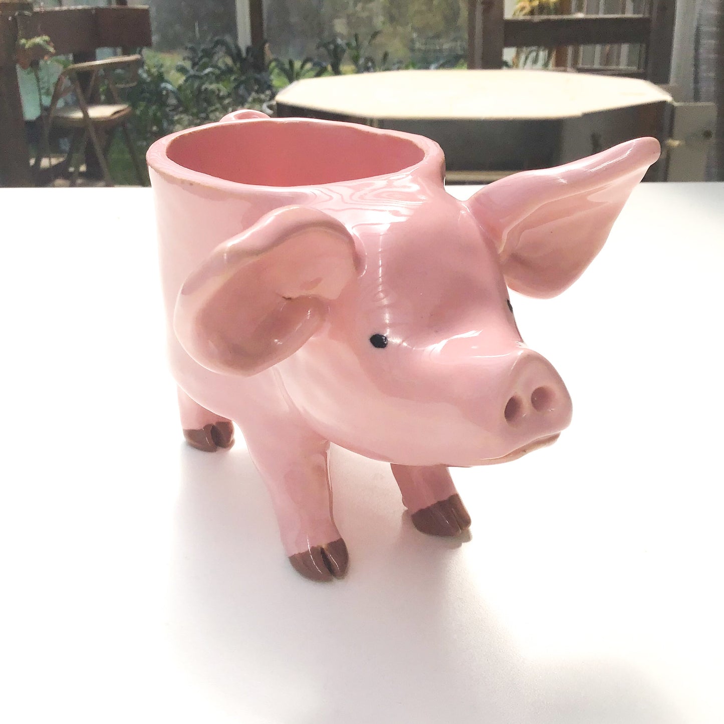 Pink Pig Pot - Ceramic Pig Planter