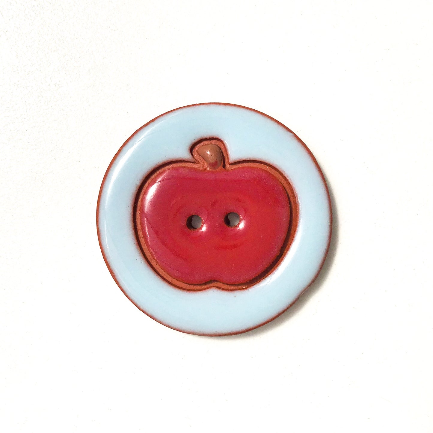 Ceramic Apple Buttons - Clay Apple Buttons - 1 7/16"