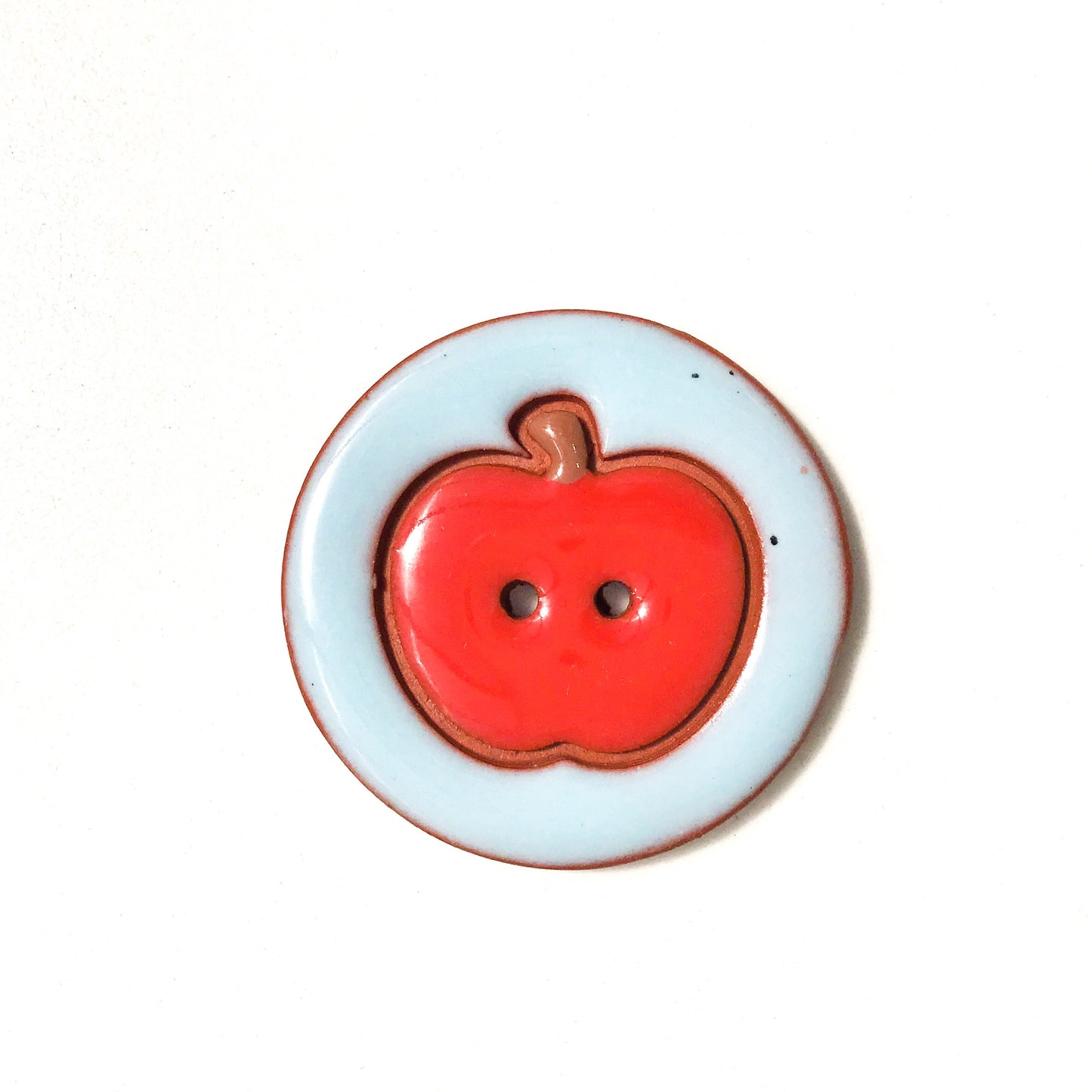 Ceramic Apple Buttons - Clay Apple Buttons - 1 7/16"