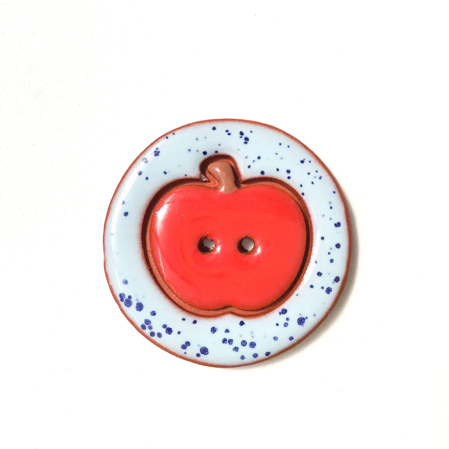 Ceramic Apple Buttons - Clay Apple Buttons - 1 7/16"