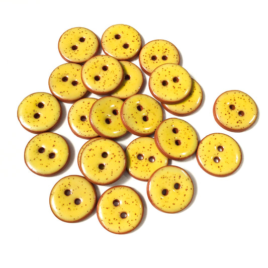 Speckled Bright Yellow Ceramic Button  3/4"