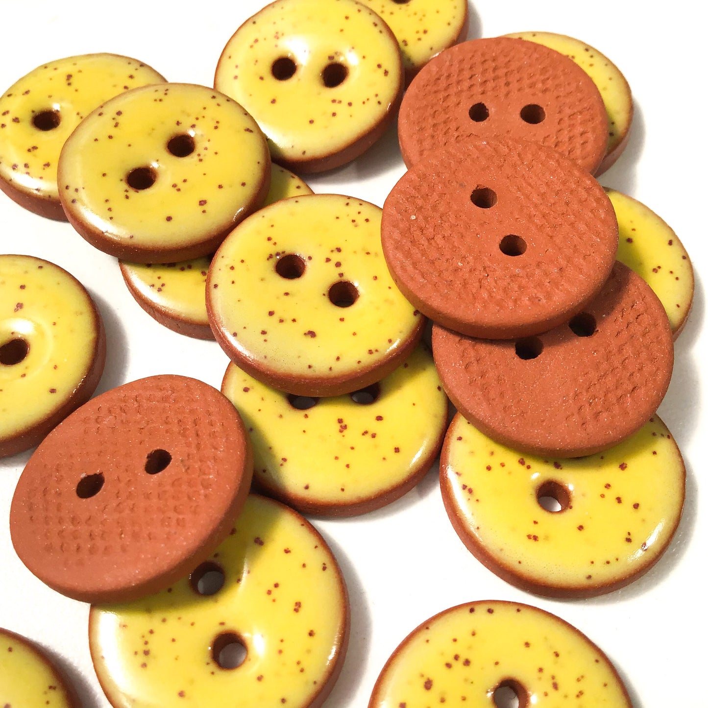 Speckled Bright Yellow Ceramic Button  3/4"