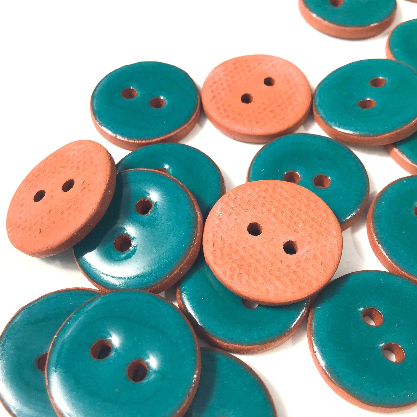 Teal Ceramic Buttons - Teal Pottery Buttons - 3/4"