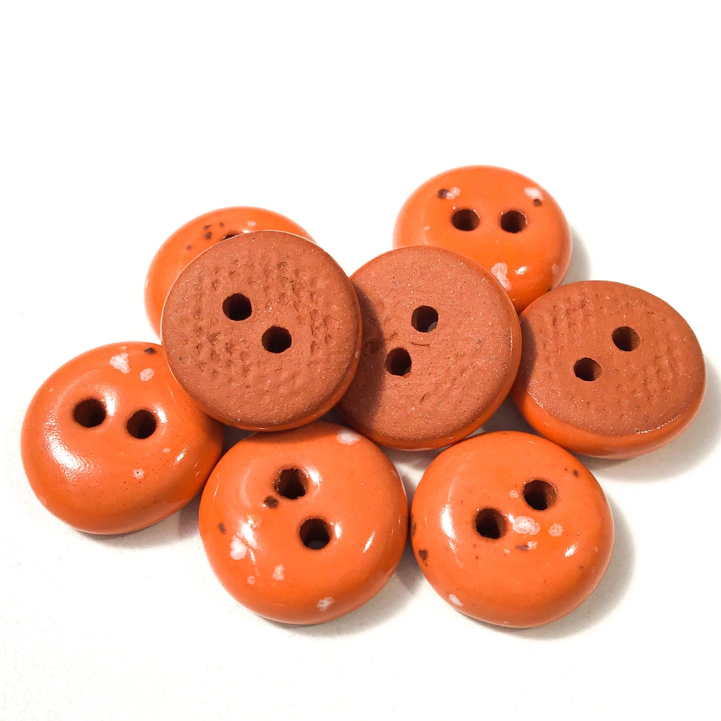 Speckled Orange Clay Buttons - Orange Clay Buttons - 9/16" - 8 Pack