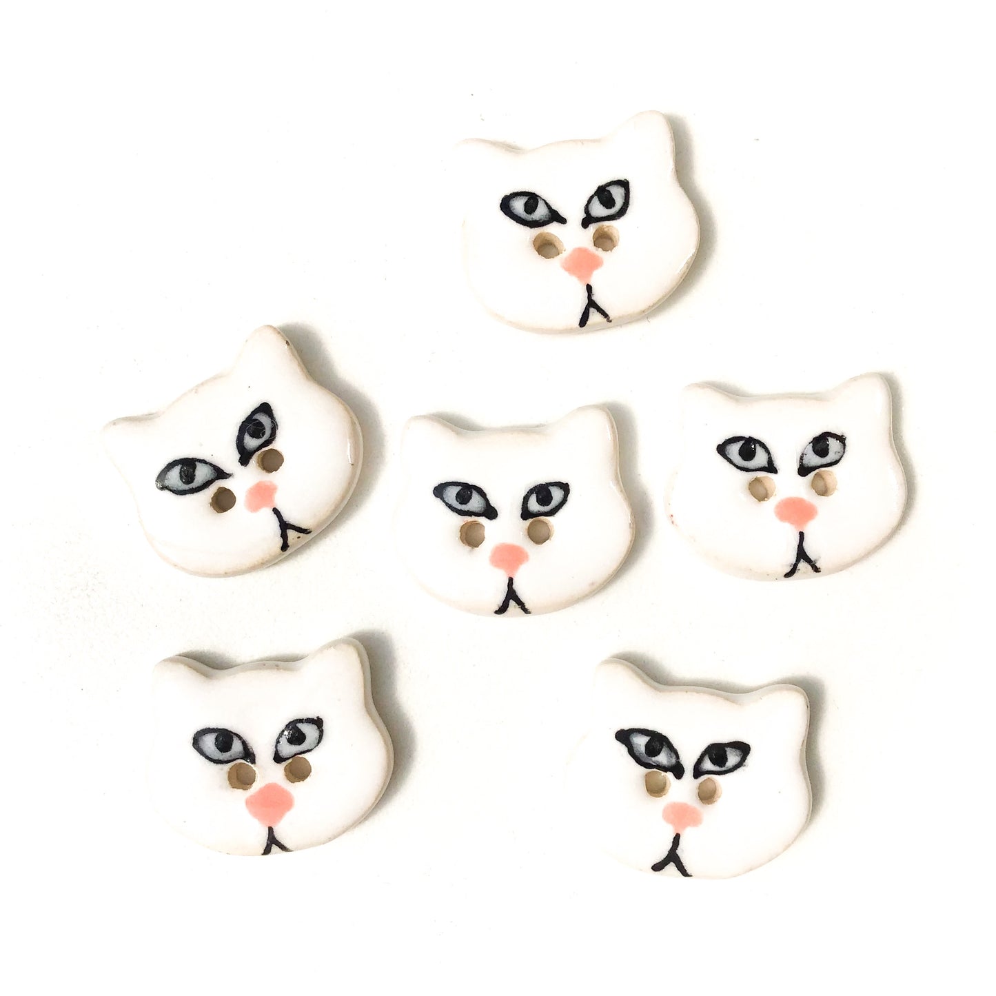 Cat Buttons - Ceramic Kitty Buttons - 3/4" x 7/8"