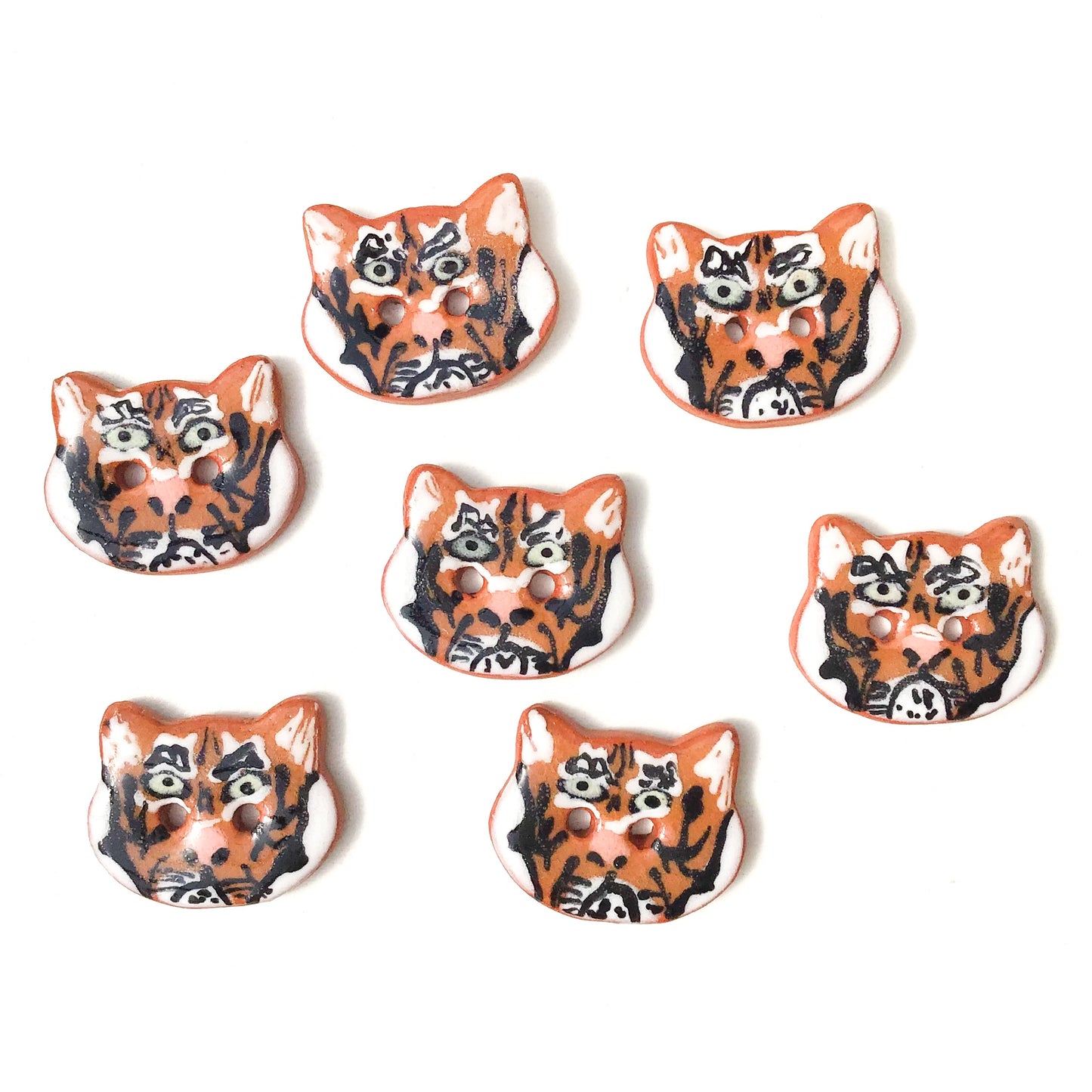 Cat Buttons - Ceramic Kitty Buttons - 3/4" x 7/8"