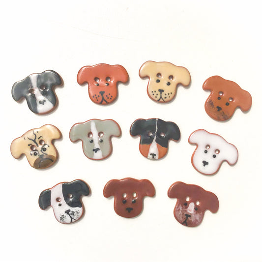 Dog Buttons - Ceramic Dog Buttons - 3/4" x 7/8"